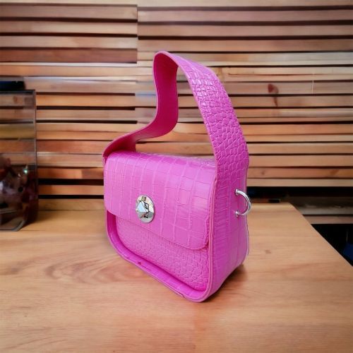Zincirli Kroko Desenli Mini El ve Omuz Çantası