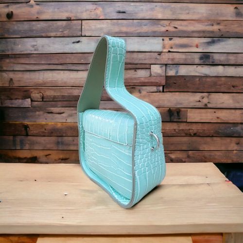 Zincirli Kroko Desenli Mini El ve Omuz Çantası