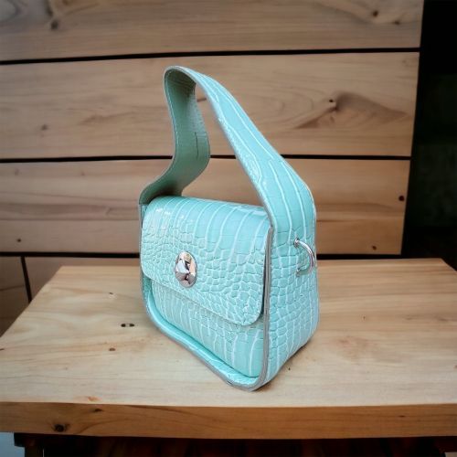 Zincirli Kroko Desenli Mini El ve Omuz Çantası